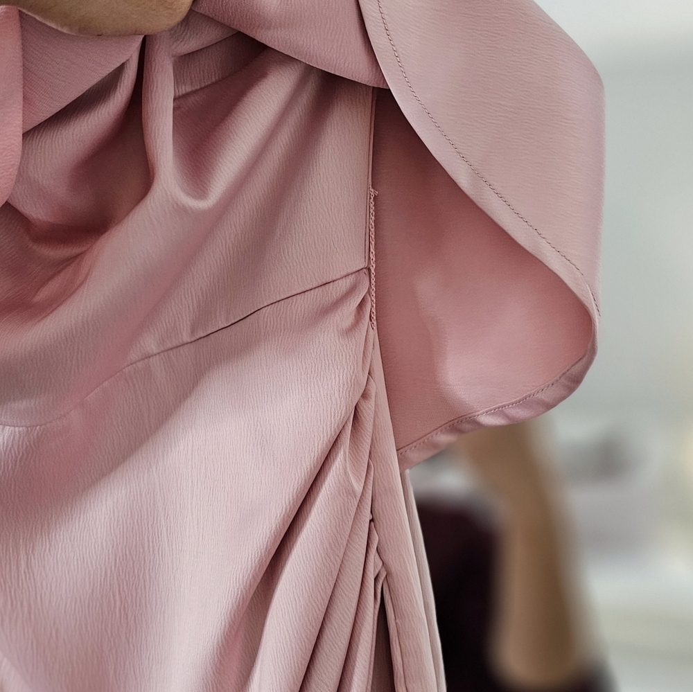 Lovers + Friends Baby Pink Satin Midi Dress, Size XS - Picture 9 of 12